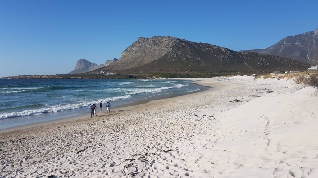
Pringle Bay Beach is a coastal paradise along the scenic Whale Coast Route, where azure waters meet golden sands beneath the shadow of the Hangklip Mountain